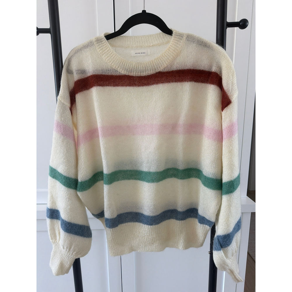 Anine Bing Striped Knit Sweater in White - Picture 1 of 3